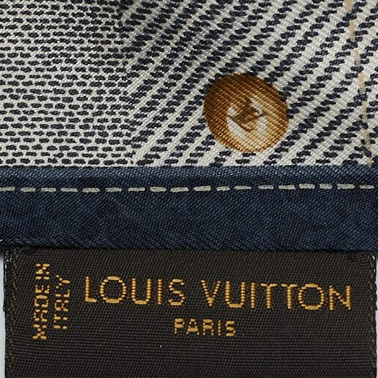 Pre Owned Louis Vuitton Blue Monogram Print Silk Bandeau Scarf 