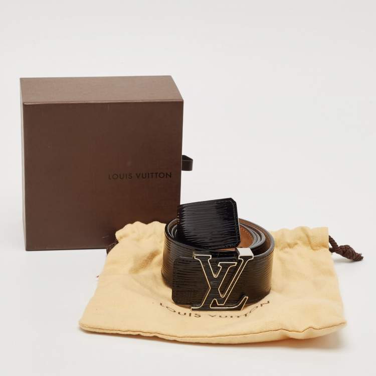 Pre Owned Louis Vuitton Black Electric Epi Leather LV Initiales Belt 85CM