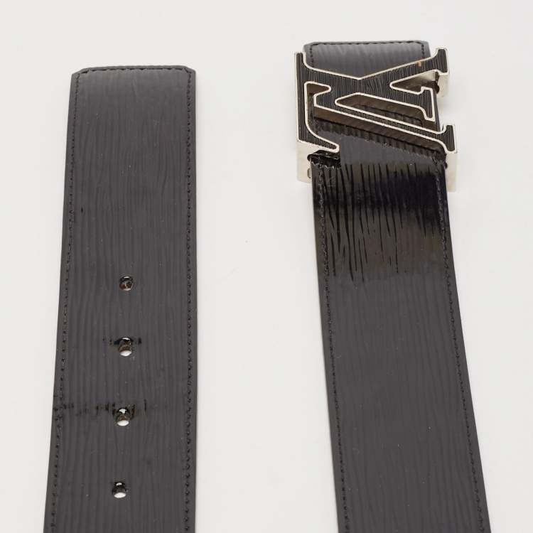 Pre Owned Louis Vuitton Black Electric Epi Leather LV Initiales Belt 85CM