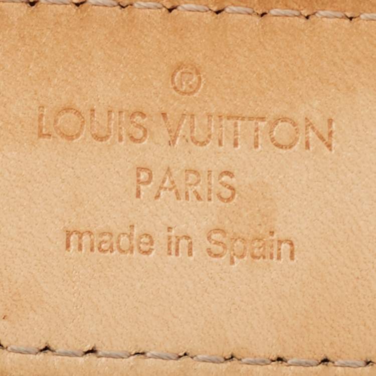 Pre Owned Louis Vuitton Blanc Corail Monogram Vernis LV Frame Belt 85CM