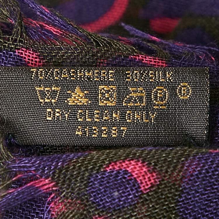 Pre Owned Louis Vuitton Purple Printed Cashmere Scarf 