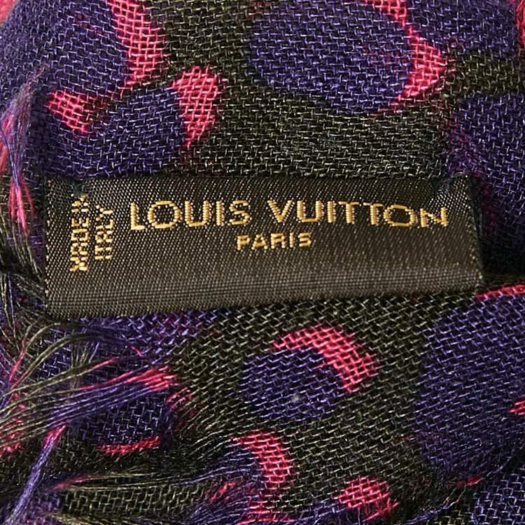Pre Owned Louis Vuitton Purple Printed Cashmere Scarf 