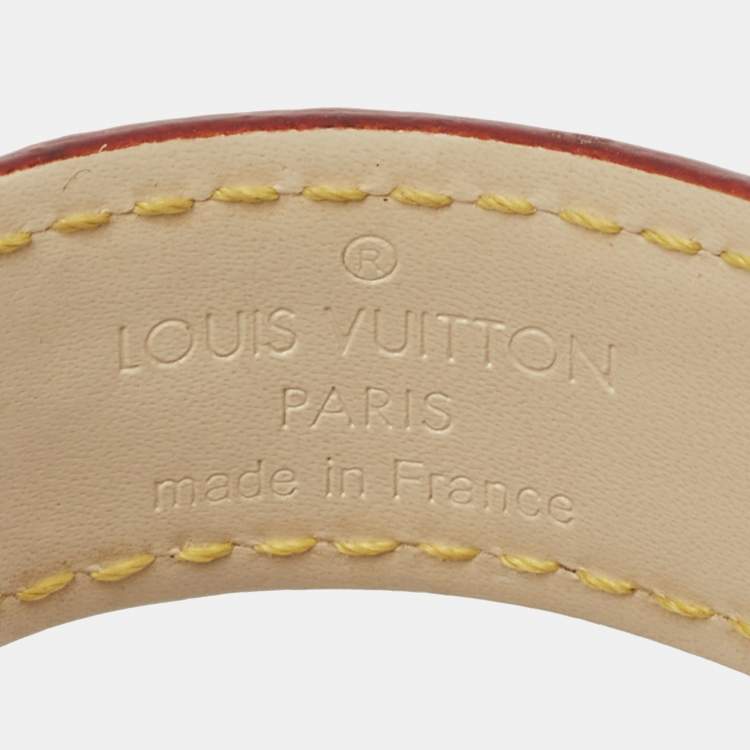 Pre Owned Louis Vuitton Koala Leather Gold Tone Bracelet S