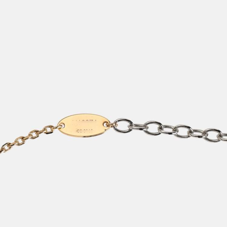 Pre Owned Louis Vuitton Gold/Silver Tone Logomania Necklace