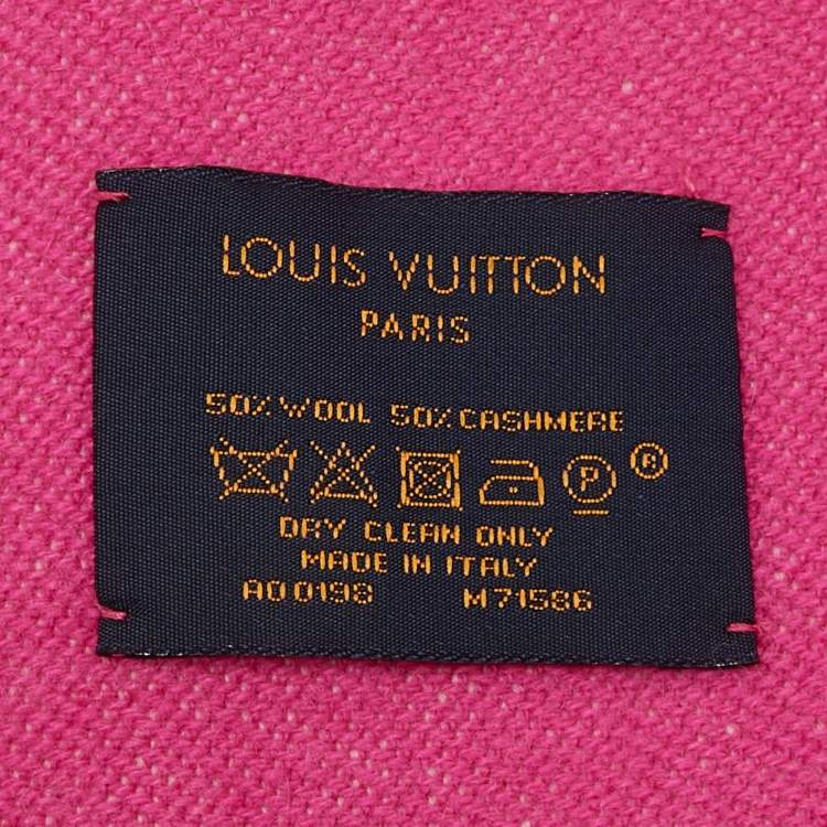 مملوكة مسبقًا Louis Vuitton Rose Team Louis Wool & Cashmere Fringed Scarf