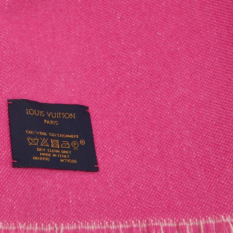 مملوكة مسبقًا Louis Vuitton Rose Team Louis Wool & Cashmere Fringed Scarf