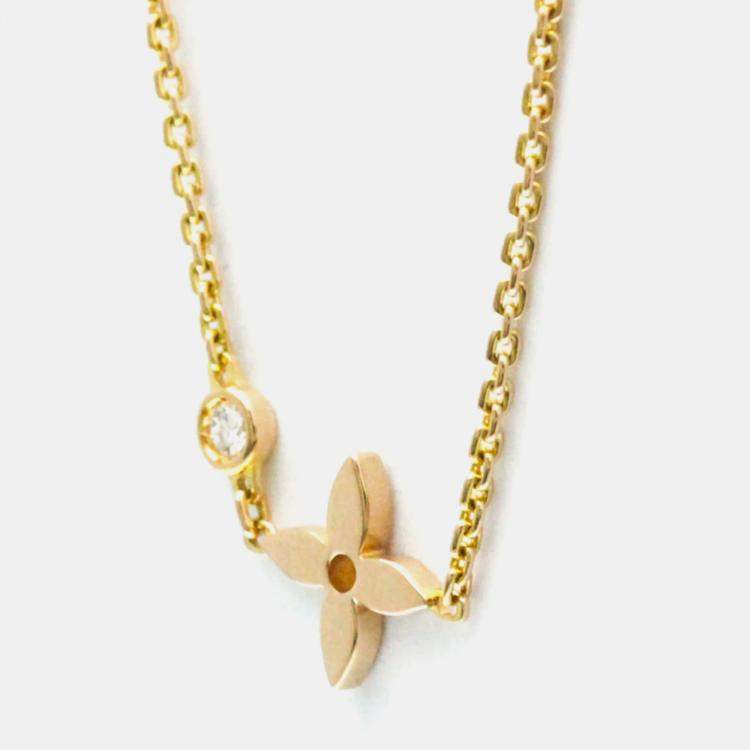 Pre Owned Louis Vuitton 18K Rose Gold and Diamond Monogram Idylle Pendant Necklace