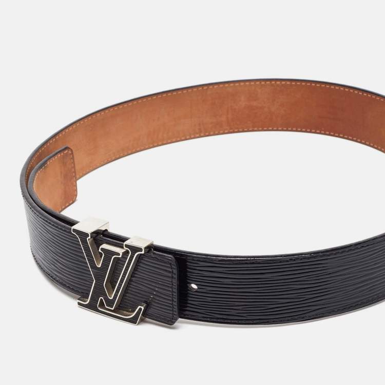 Pre Owned Louis Vuitton Black Electric Epi Leather LV Initiales Waist Belt 80CM