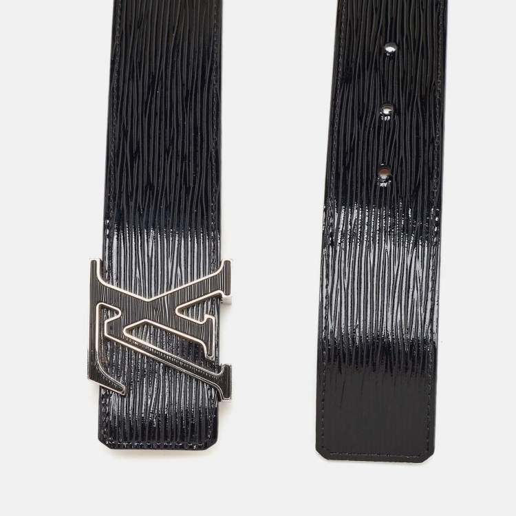 Pre Owned Louis Vuitton Black Electric Epi Leather LV Initiales Waist Belt 80CM