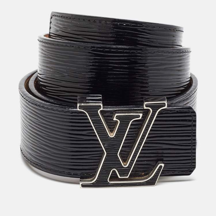 Pre Owned Louis Vuitton Black Electric Epi Leather LV Initiales Waist Belt 80CM