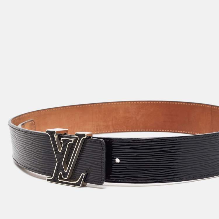 Pre Owned Louis Vuitton Black Electric Epi Leather LV Initiales Waist Belt 80CM