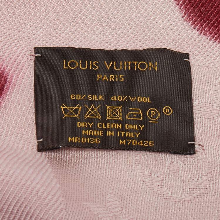 Pre Owned Louis Vuitton Two-Tone Rose Monogram Wool and Silk Scarf