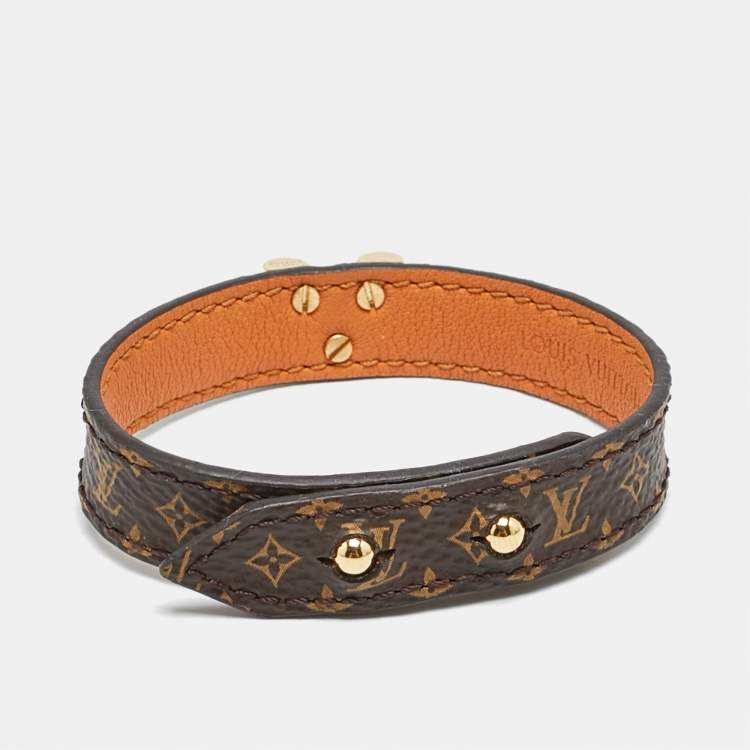 Pre Owned Louis Vuitton Essential V Monogram Canvas Gold Tone Bracelet