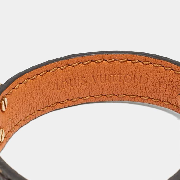 Pre Owned Louis Vuitton Essential V Monogram Canvas Gold Tone Bracelet
