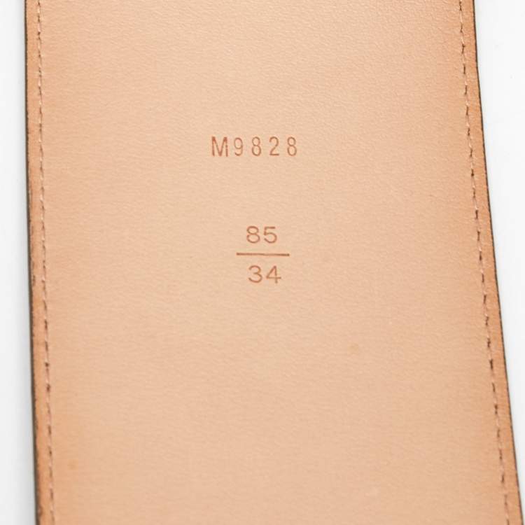 Pre Owned Louis Vuitton Olive Green Vernis Leather LV Initiales Wide Belt 85CM