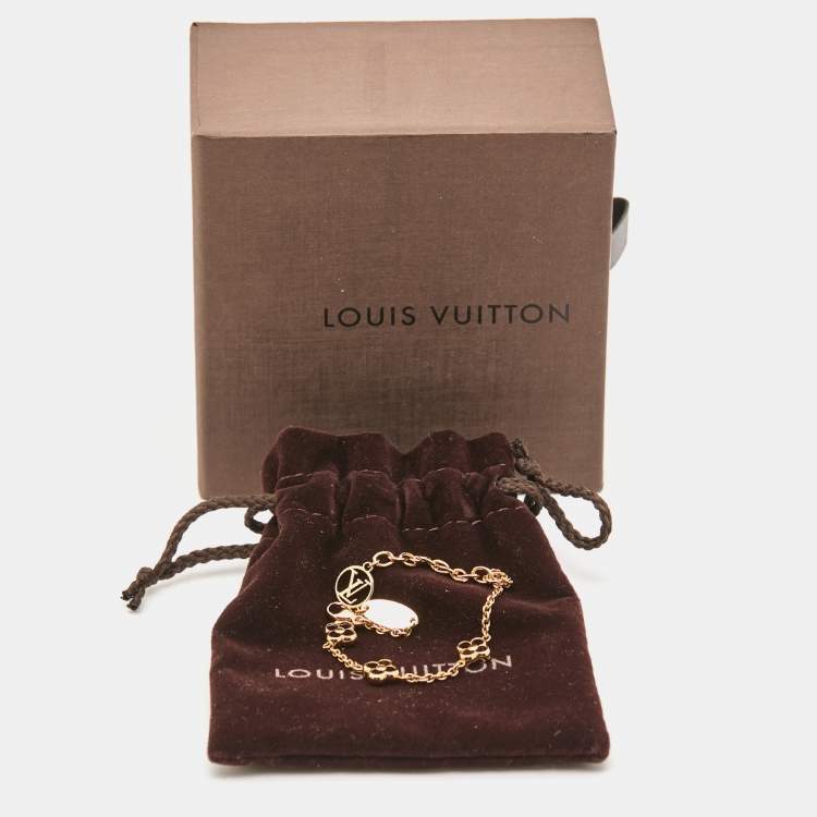 Pre Owned Louis Vuitton Flower Gold Tone Station Bracelet