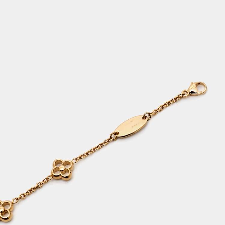 Pre Owned Louis Vuitton Flower Gold Tone Station Bracelet