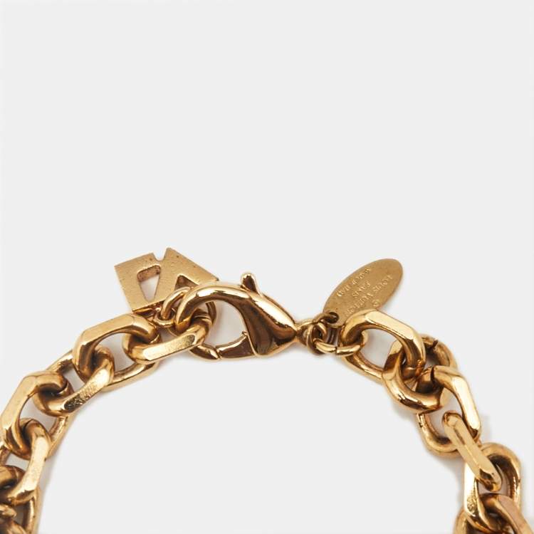 Pre Owned Louis Vuitton Love Letter Timeless Two Tone Charm Bracelet