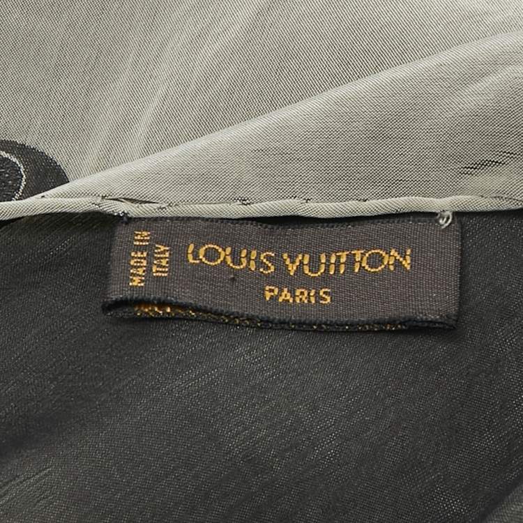 Pre Owned Louis Vuitton Black/Cream Monogram Silk Blend Stole
