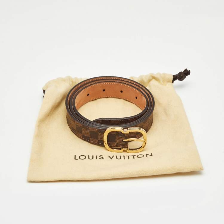 Pre Owned Louis Vuitton Mini Damier Ebene Canvas Buckle Belt 85 CM