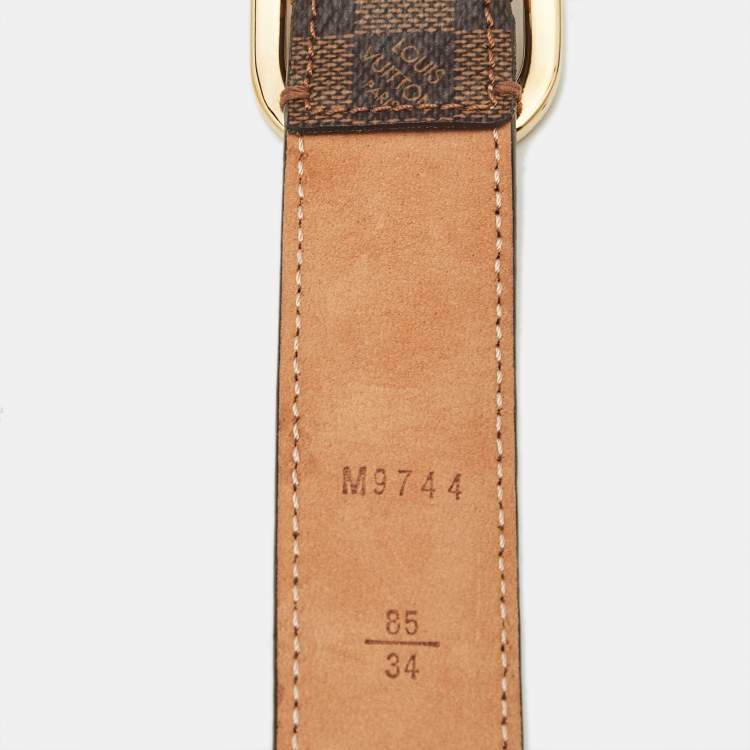 Pre Owned Louis Vuitton Mini Damier Ebene Canvas Buckle Belt 85 CM