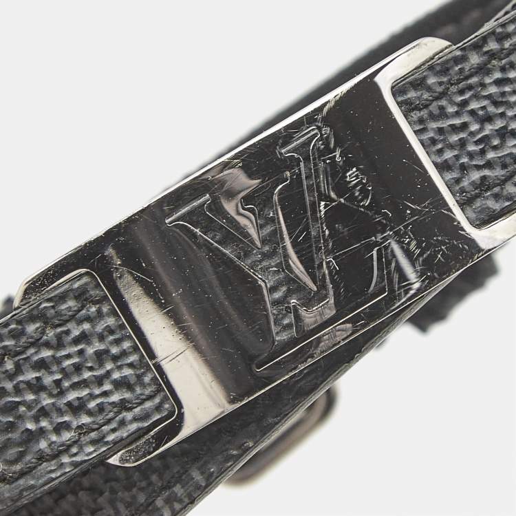 Pre Owned Louis Vuitton Damier Graphite Canvas Silver Tone Wrap Bracelet