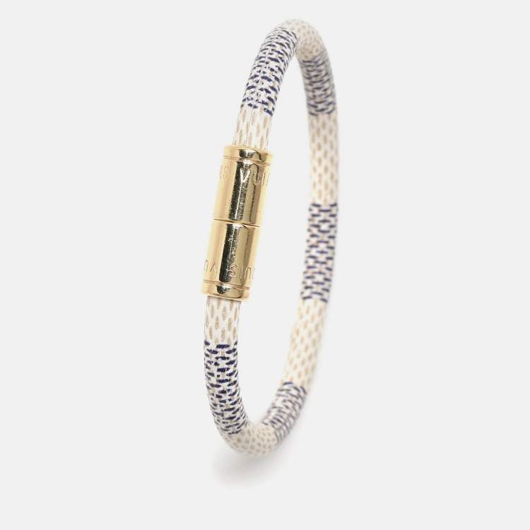 Pre Owned Louis Vuitton Damier Azur Gold Tone Keep It Bracelet