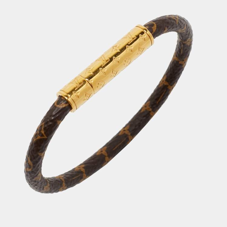 Pre Owned Louis Vuitton Daily Confidential Canvas Monogram Gold Tone Bracelet