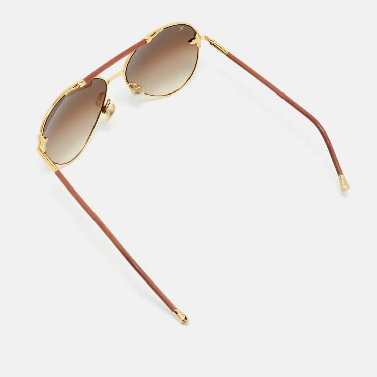 Pre Owned Louis Vuitton Gold Tone/Brown Gradient Z0568U Petite Viola Aviators Sunglasses