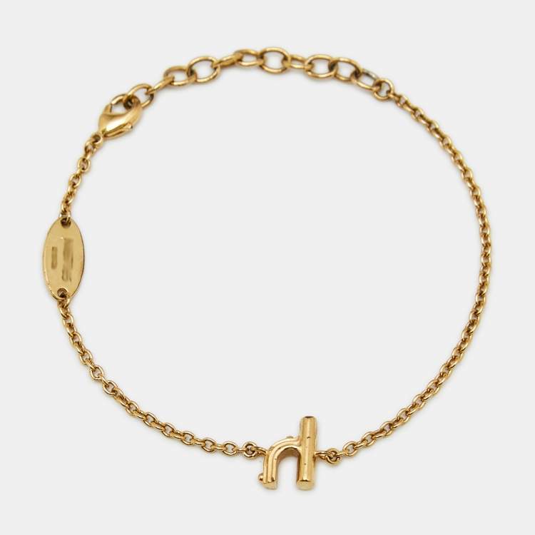 Pre Owned Louis Vuitton LV & Me Letter H Gold Tone Bracelet
