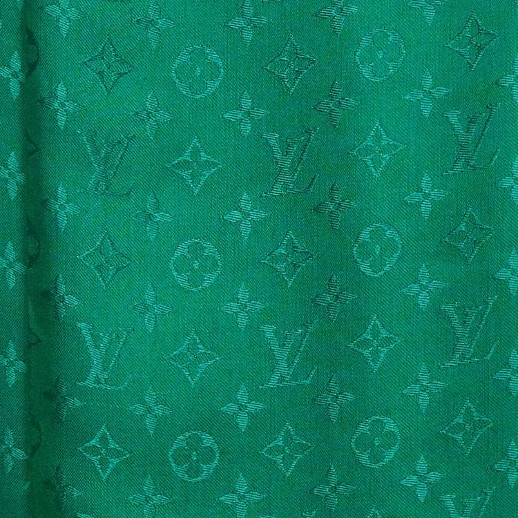Pre Owned Louis Vuitton Green Silk Blend Monogram Shawl