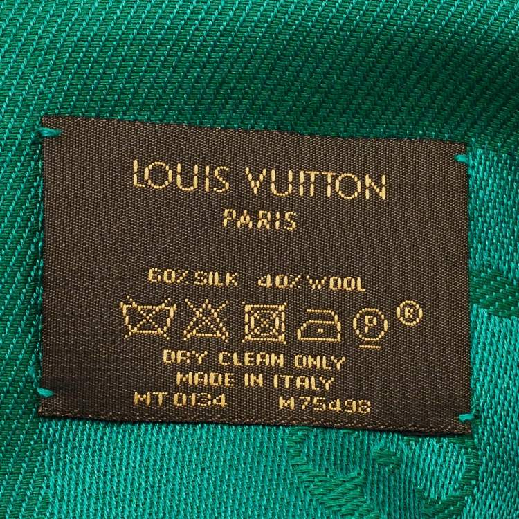 Pre Owned Louis Vuitton Green Silk Blend Monogram Shawl