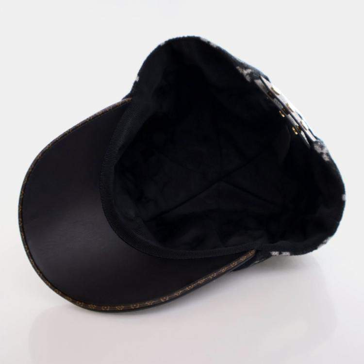 Pre Owned Louis Vuitton Black/Grey Monogram Wool Carry On Cap Size M