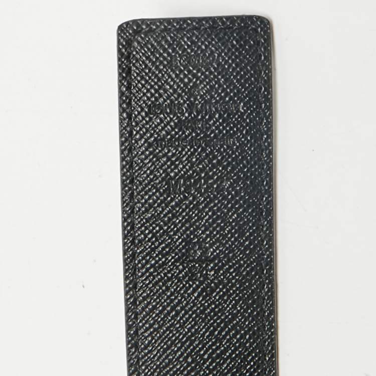 Pre Owned Louis Vuitton Black Monogram Canvas and Leather LV Initiales Reversible Belt 85CM