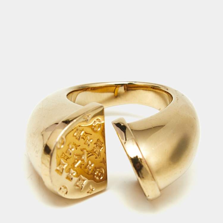 Pre Owned Louis Vuitton Monogram Gold Tone Ring Size 53