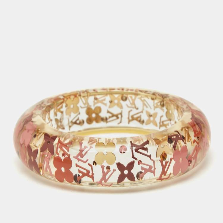 Pre Owned Louis Vuitton  Monogram Inclusion Tangerine Resin Crystals Gold Tone Bracelet 