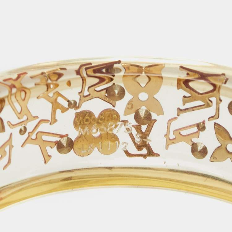 Pre Owned Louis Vuitton  Monogram Inclusion Tangerine Resin Crystals Gold Tone Bracelet 