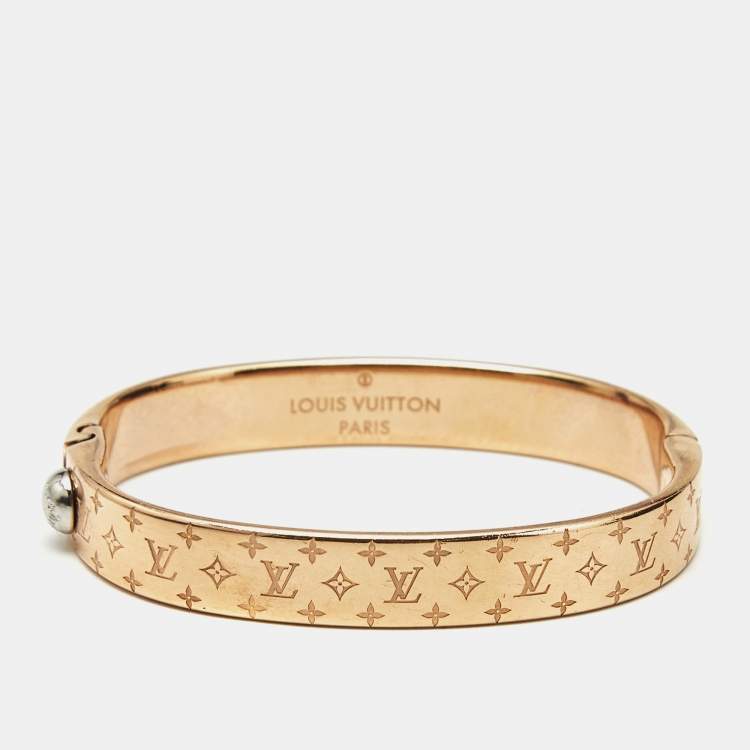 Pre Owned Louis Vuitton Nanogram Cuff Two Tone Bracelet S