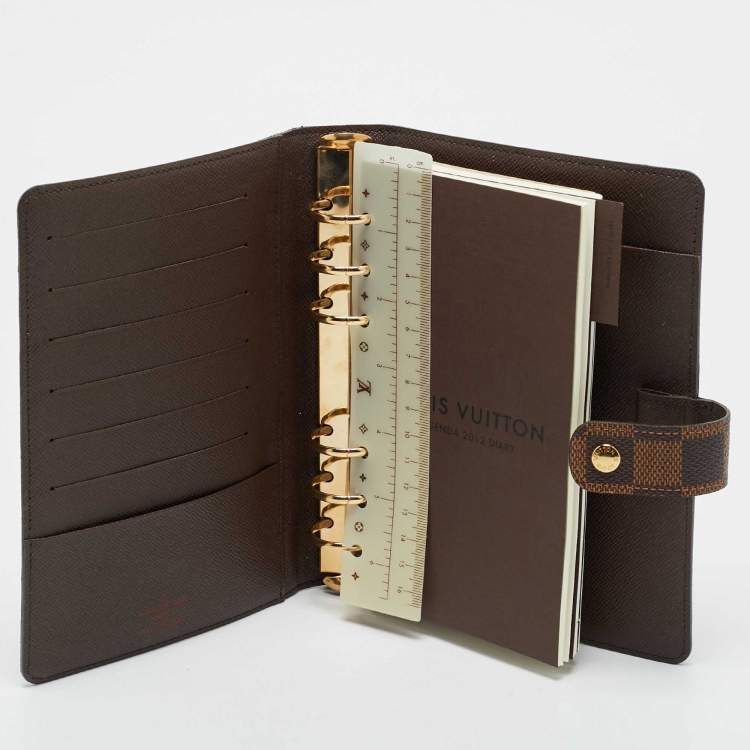 Pre Owned Louis Vuitton Damier Ebene Canvas Medium Ring Agenda Cover