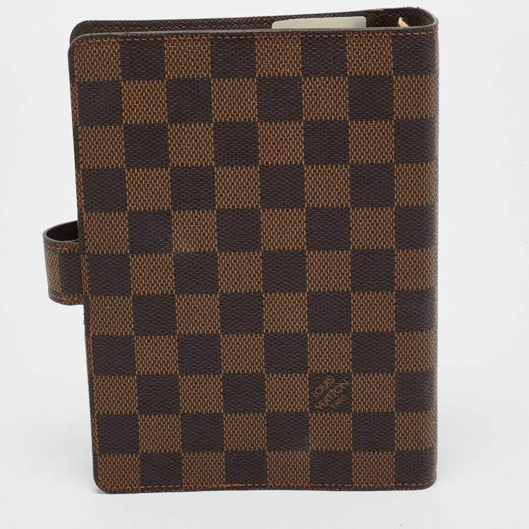 Pre Owned Louis Vuitton Damier Ebene Canvas Medium Ring Agenda Cover