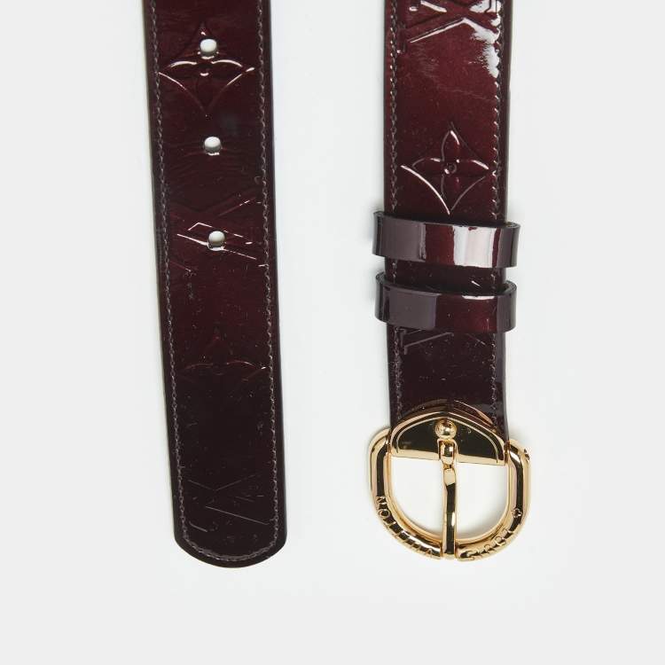 Pre Owned Louis Vuitton Amarante Monogram Vernis Buckle Belt 90 CM