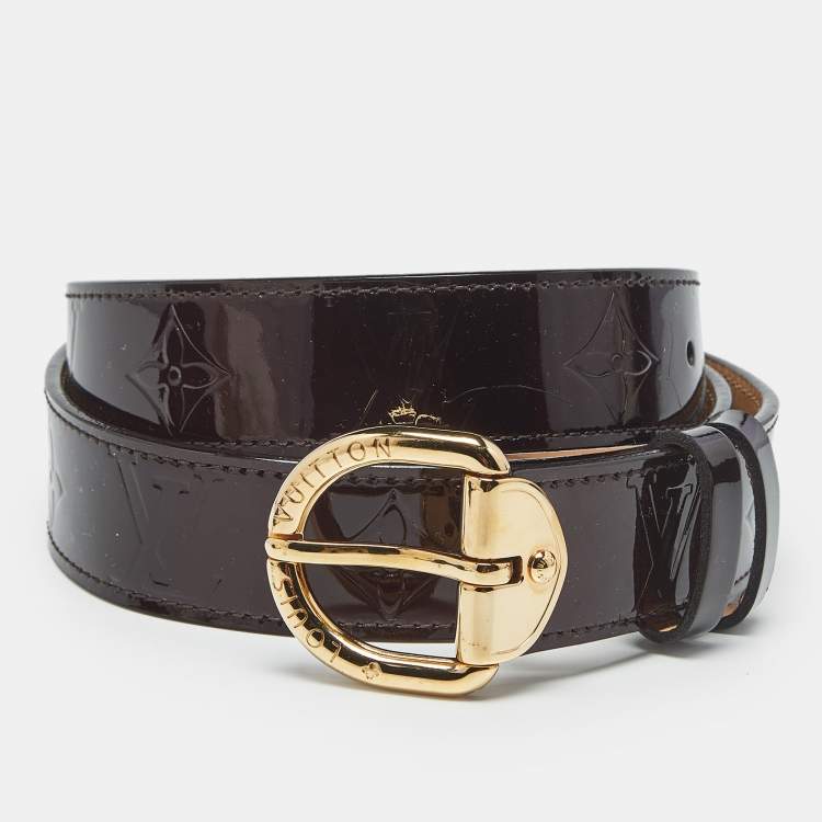 Pre Owned Louis Vuitton Amarante Monogram Vernis Buckle Belt 90 CM