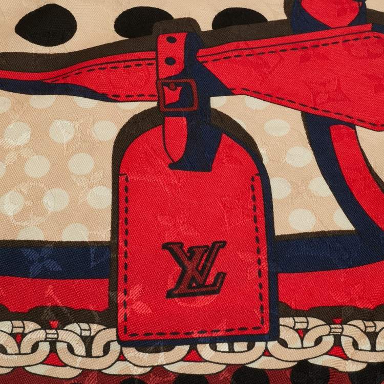 Pre Owned Louis Vuitton Red Monodots Monogram Scarf 