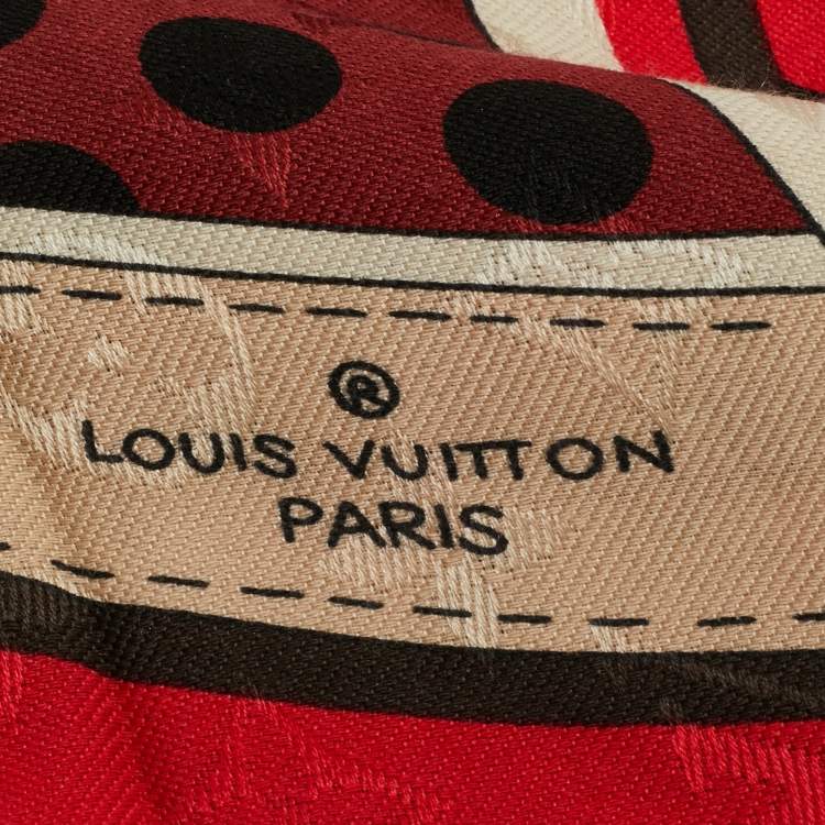 Pre Owned Louis Vuitton Red Monodots Monogram Scarf 
