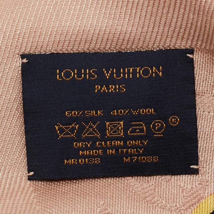 Pre Owned Louis Vuitton Pink Printed Wool Blend Monogram Scarf 
