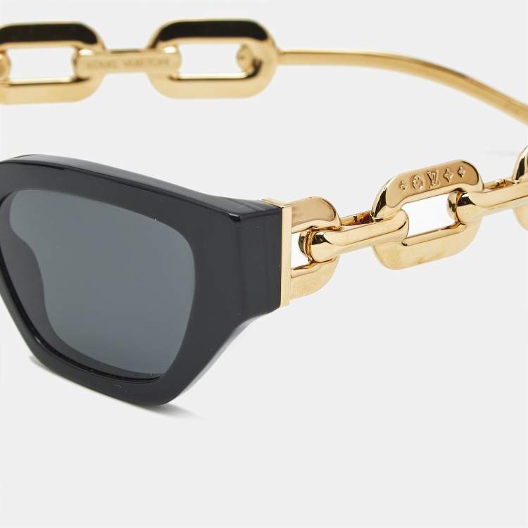 Pre Owned Louis Vuitton Black/Gold Tone Z1473W Metal LV Edge Sunglasses  