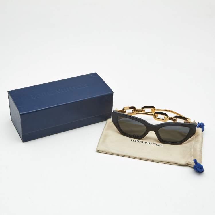 Pre Owned Louis Vuitton Black/Gold Tone Z1473W Metal LV Edge Sunglasses  