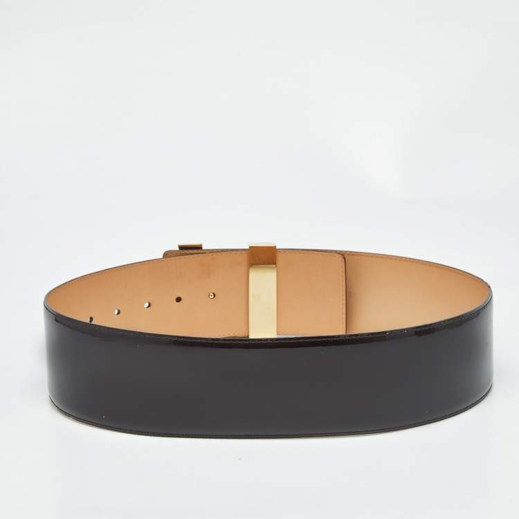 Pre Owned Louis Vuitton Amarante Vernis Leather LV Initiales Waist Belt 75CM