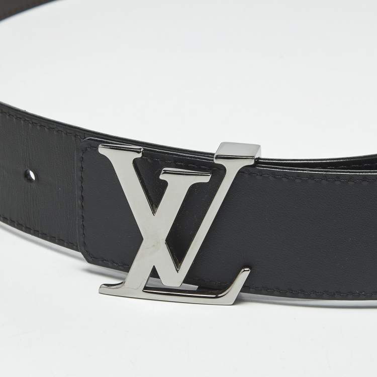 Pre Owned Louis Vuitton Black/Brown Leather LV Initiales Reversible Belt 95 CM