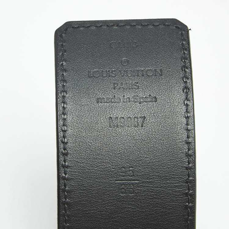 Pre Owned Louis Vuitton Black/Brown Leather LV Initiales Reversible Belt 95 CM